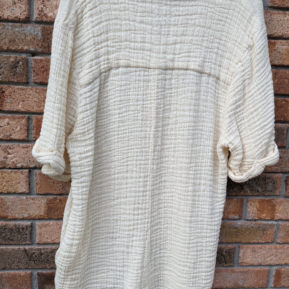 Elan Cream Gauze Button-Front Romper - Picture 5 of 7